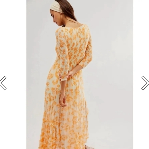 Free People NWTs It's Fate Midi Dress in Custard Combo Yellow  - Picture 2 of 10